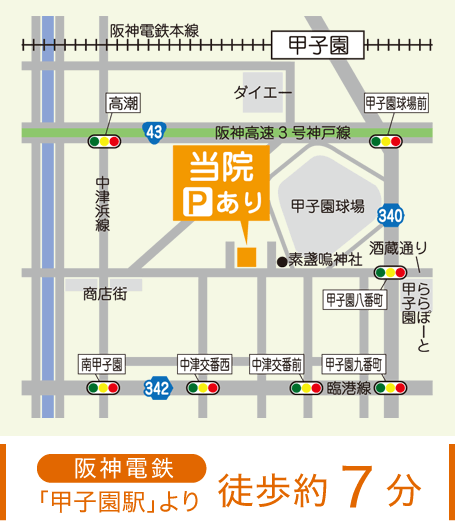 阪神電鉄「甲子園駅より」徒歩約7分
